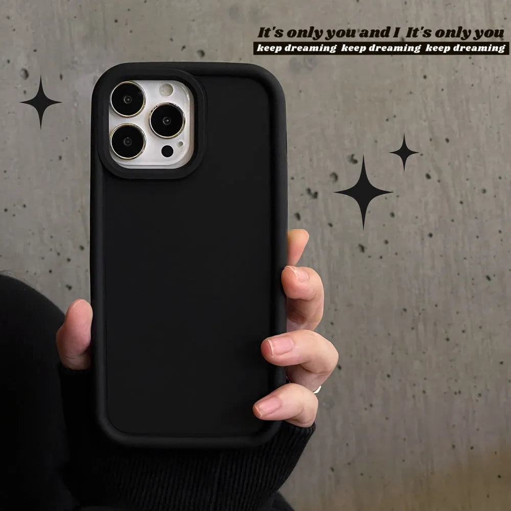 Frosted skin-feel silicone phone case for iPhone in multiple colour options showing full-cover design