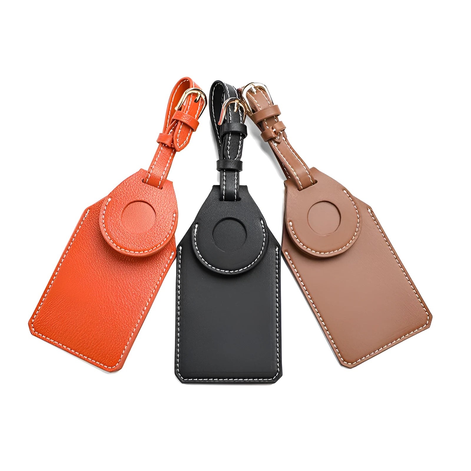 PU PVC luggage tag protective cover in black, brown and orange colour options