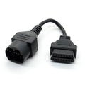 Mazda 17-pin to OBDII 16-pin diagnostic cable adapter in black PVC