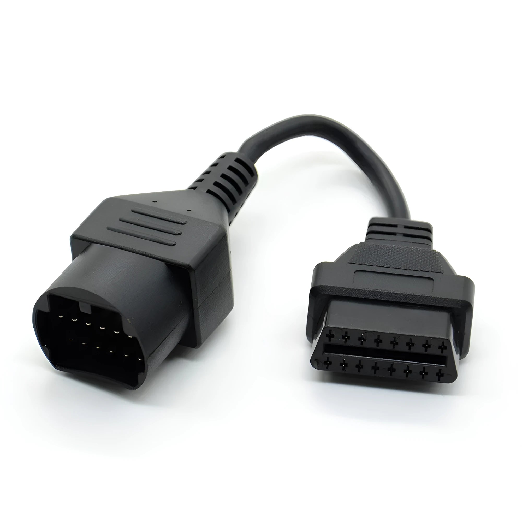 Mazda 17-pin to OBDII 16-pin diagnostic cable adapter in black PVC