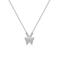 Women's square line opal butterfly necklace in 925 silver with cross chain design on adjustable 41-50cm chain