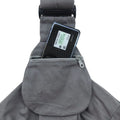 Foldable canvas pet messenger bag in solid colour with crossbody strap and phone holder