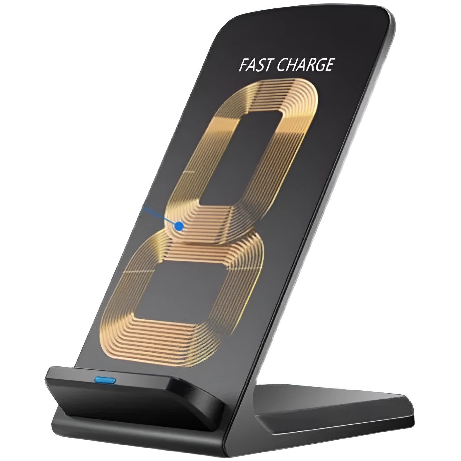30W fast charging vertical wireless charger desktop stand for iPhone Android in black finish