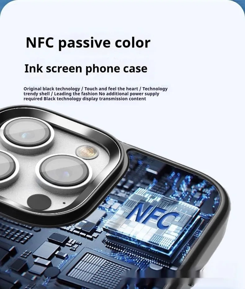 Smart NFC screen projection DIY phone case in black with TPE fall protection for iPhone 13 Pro