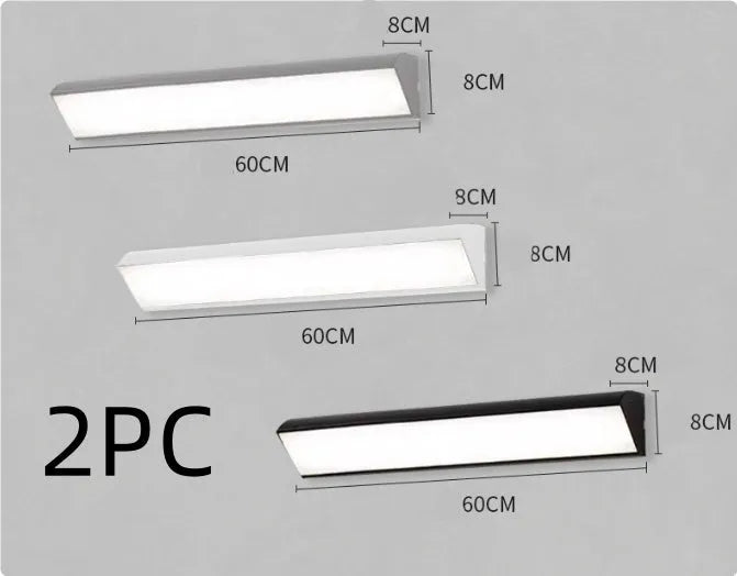 Modern LED strip wall lamp black aluminium housing PC shade 48cm length