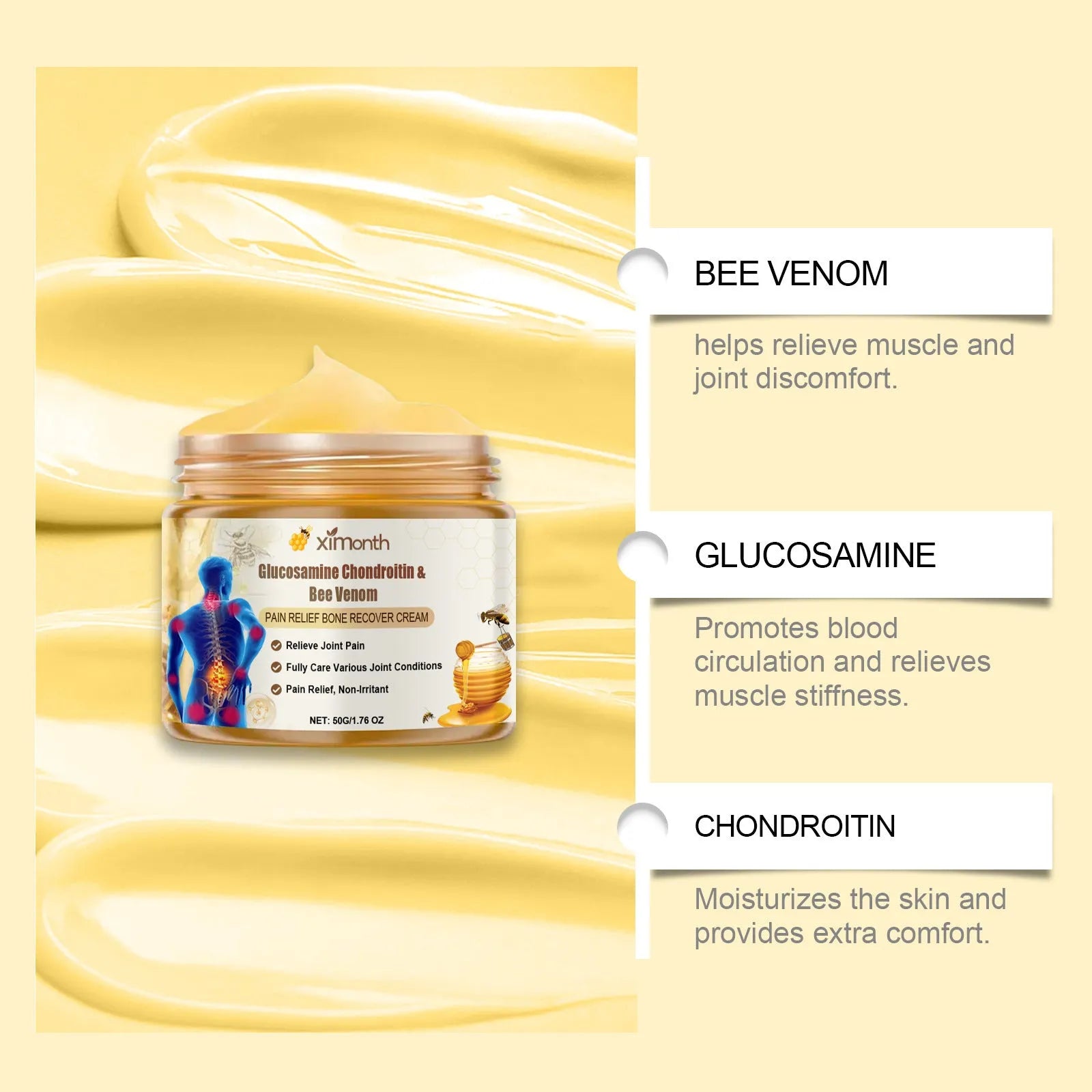 50g jar of Joint Neck Cream with bee venom and chondroitin sulphate