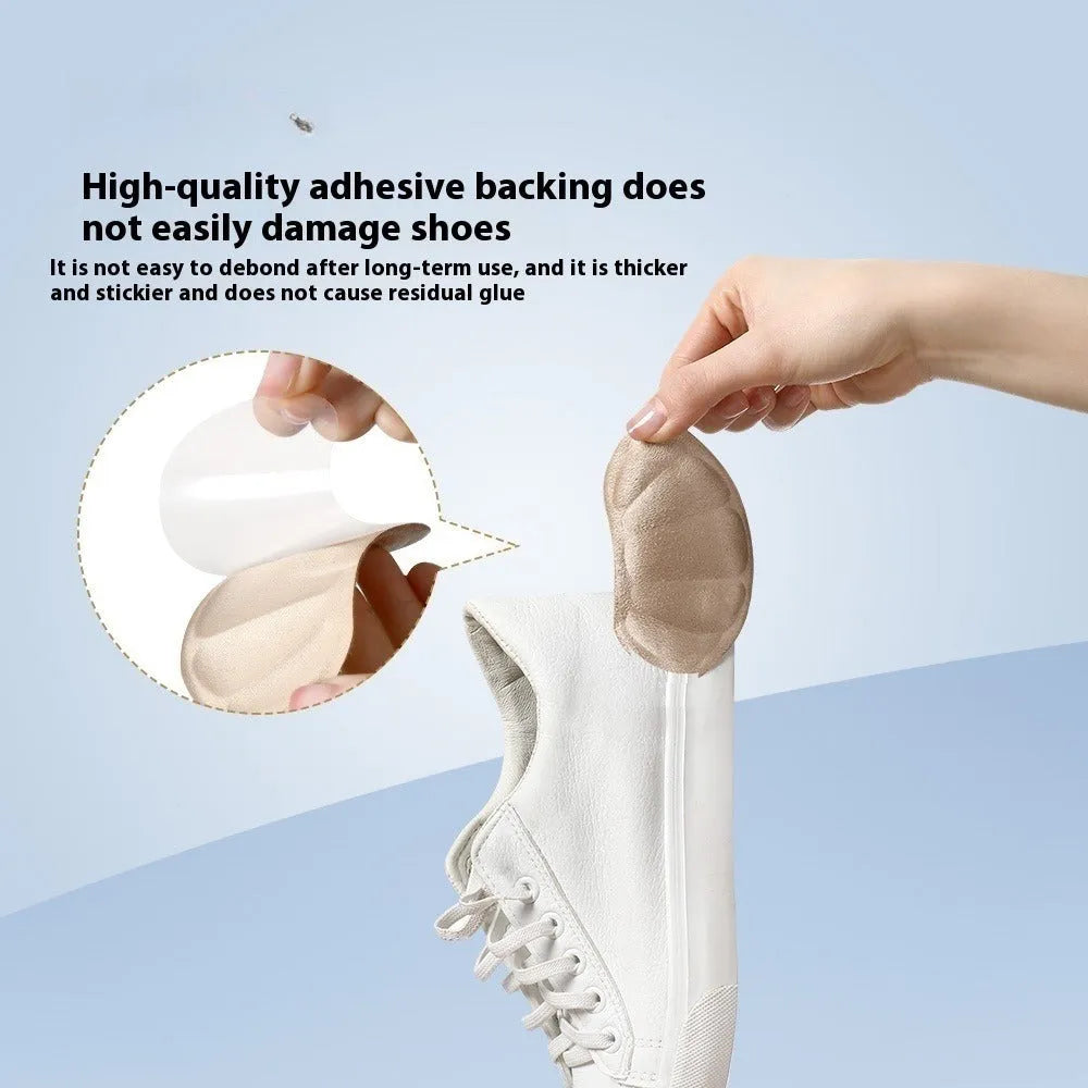 Three pairs of camel-coloured anti-slip heel cushion pads measuring 9.3x6cm