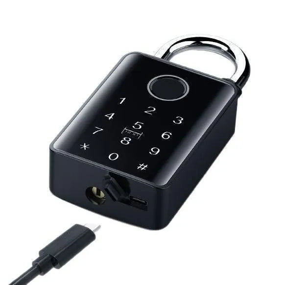 Control fingerprint large padlock with metal beam for warehouse courtyard box truck outdoor use