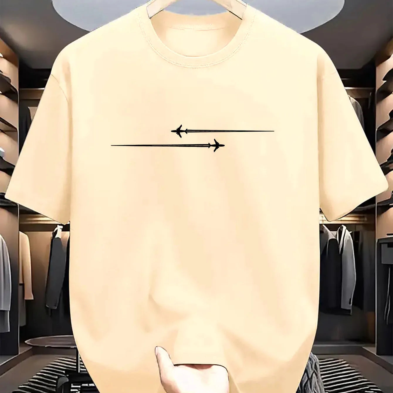 Printed cartoon pattern sports T-shirt in cotton blend fabric with round neck and loose fit