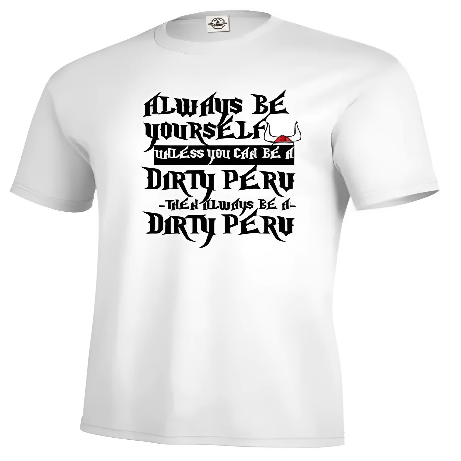 Men's white short-sleeve t-shirt with a printed graphic, casual straight fit.