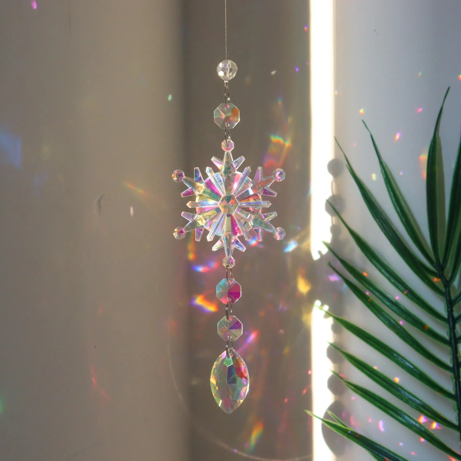 K9 crystal snowflake sun catcher Christmas decoration with AB colour finish