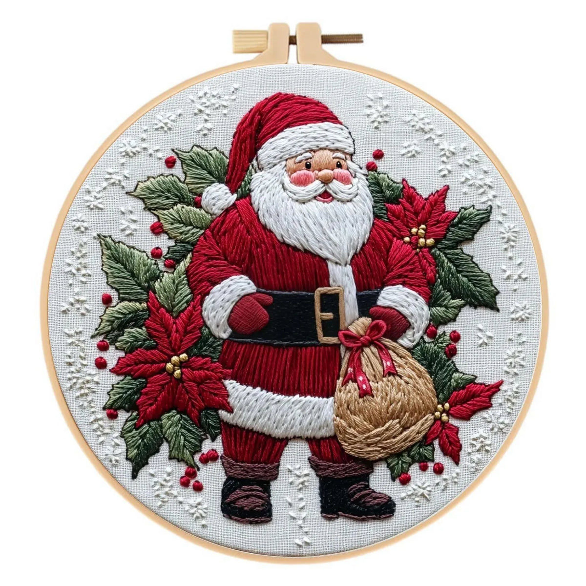 Santa Claus embroidery kit with cotton and linen fabric measuring 28x28cm featuring a modern simplicity landscape pattern