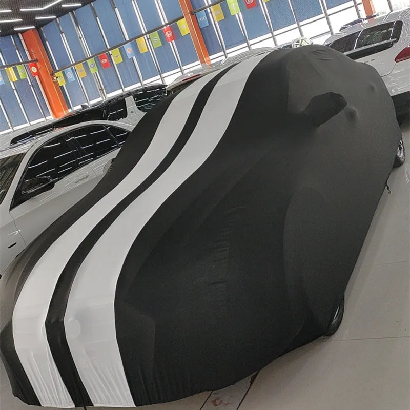 Ford Mustang car cover with elastic edges in silk polyester fibre