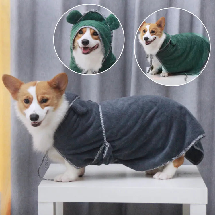 Grey and green ultra fine fibre pet towel for dogs and cats in three sizes