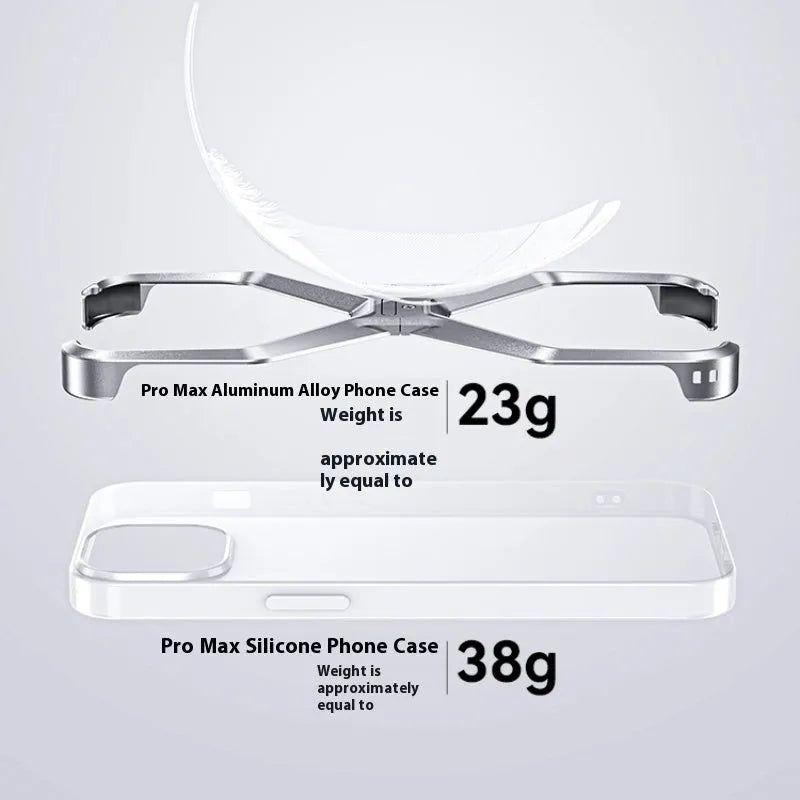 Aluminium alloy phone case with hollow-out frameless heat dissipation design for iPhone 14, 15, 16 series