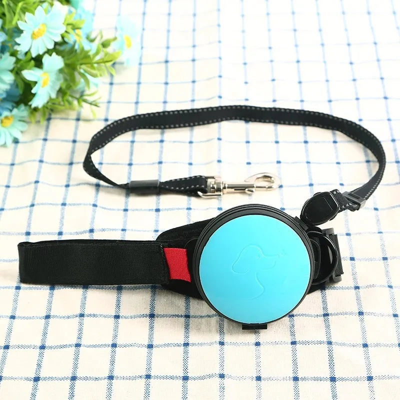Retractable dog leash extended to 3 metres with explosion-proof mechanism in vibrant orange colour