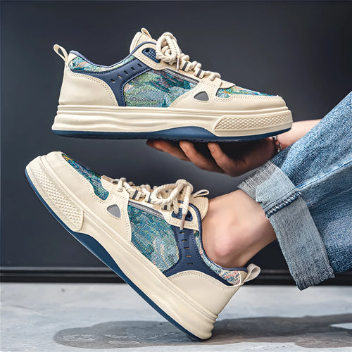 Canvas casual shoes in Milan green or beige with round toe and flat heel design