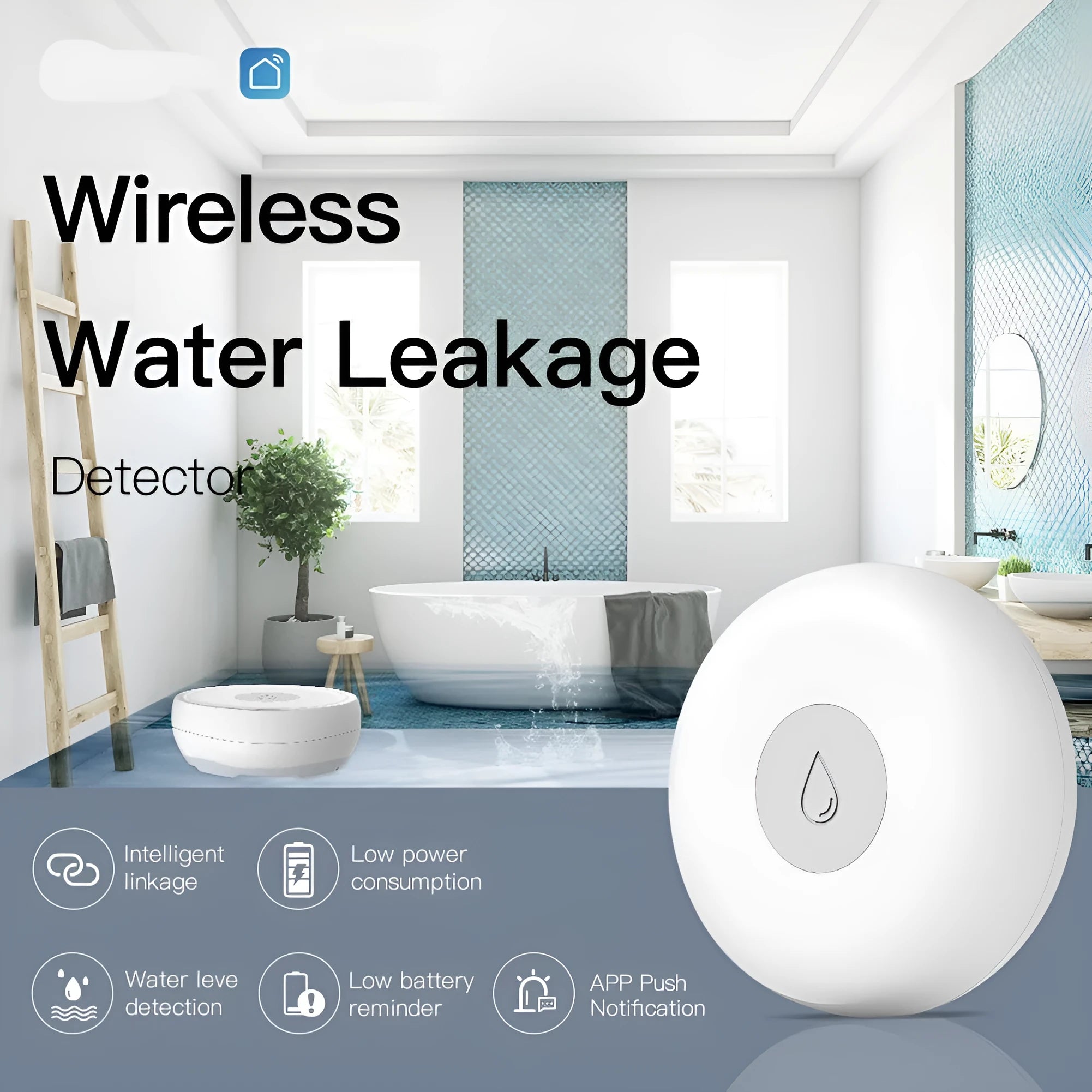 Smart water leak detection alarm with wireless ZIGBEE connectivity and multiple notification methods