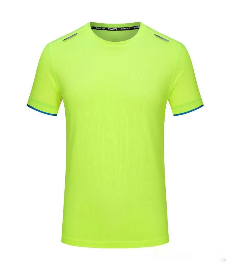 Man's loose fit ice silk t-shirt in solid colour on hanger, showing lightweight summer workwear fabric.