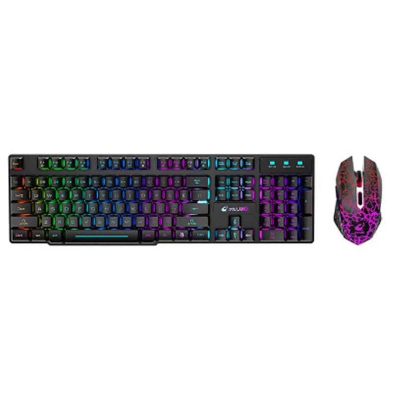 T3 wireless charging keyboard and mouse set with backlight in black orange light finish, USB receiver included