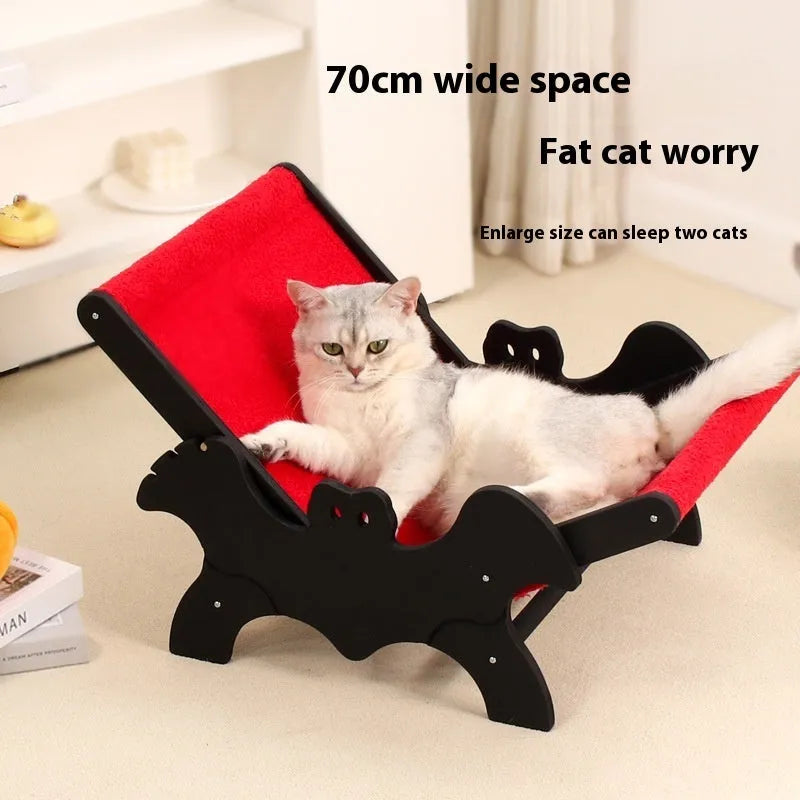 MW-054 wooden cat recliner bed with black and red Halloween colour design