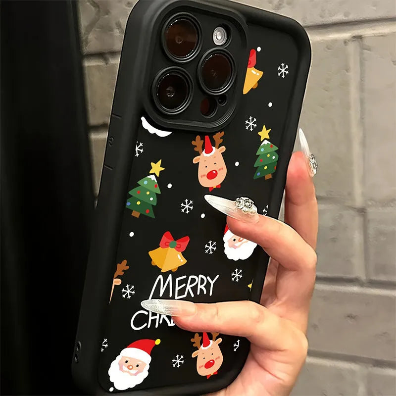 Santa Elk TPU shockproof phone case in EB high bamboo black for iPhone 11 to 16 series