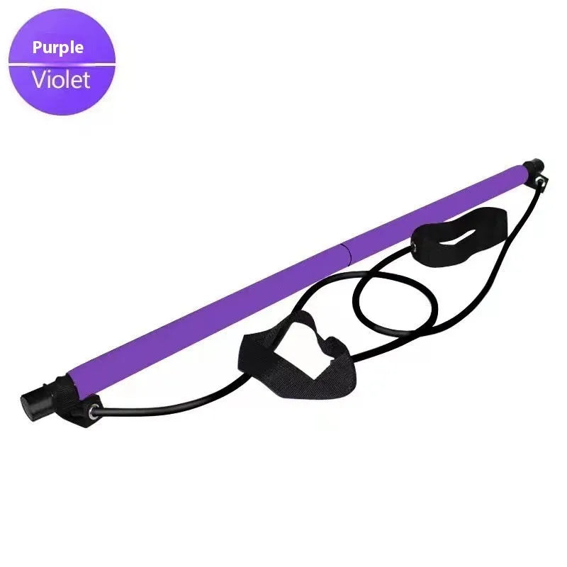 Adjustable fitness pulling rope in purple, pink, blue, or black colours for hip training and yoga