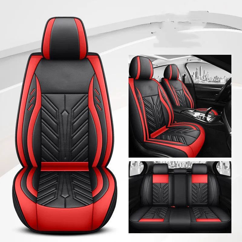 Full-leather car seat cushion with contrast stitching in multiple colour options