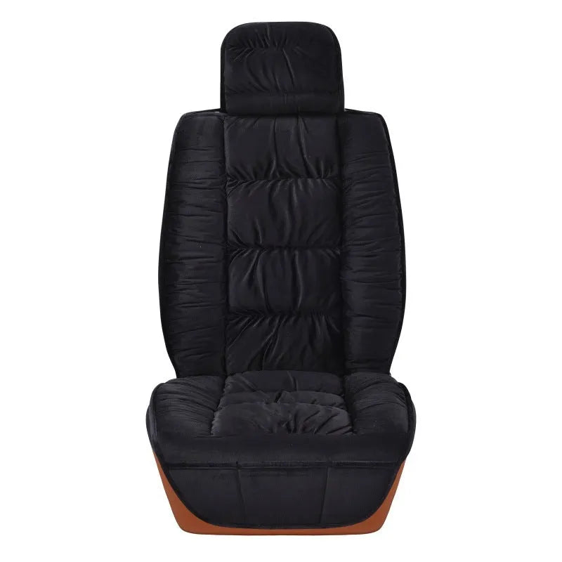 Winter plush car seat cushion with wool cotton filler on vehicle seat