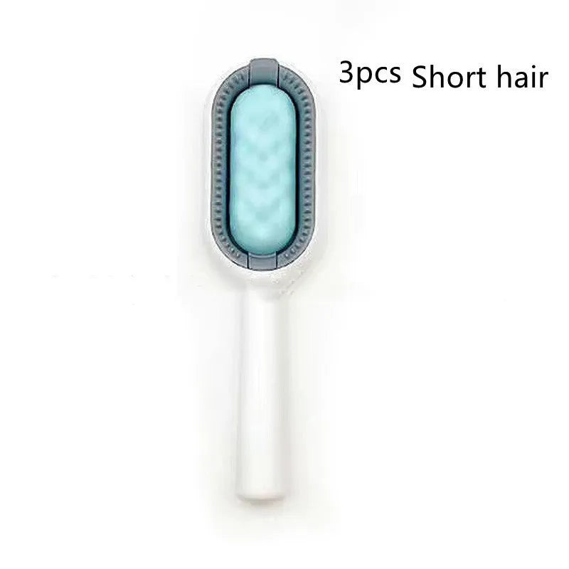 Green plastic pet hair removal comb with disposable wipes sticker for cats and dogs