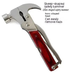 Multifunctional 16-in-1 car safety hammer with solid steel construction and Oxford fabric carry bag