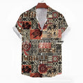 Men's loose fit short-sleeved shirt with floral print pattern in polyester four-sided elastic fabric