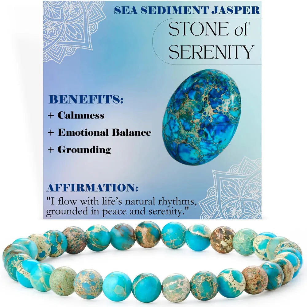 Handmade geometric bracelet with 6mm natural agate beads on an adjustable strap.