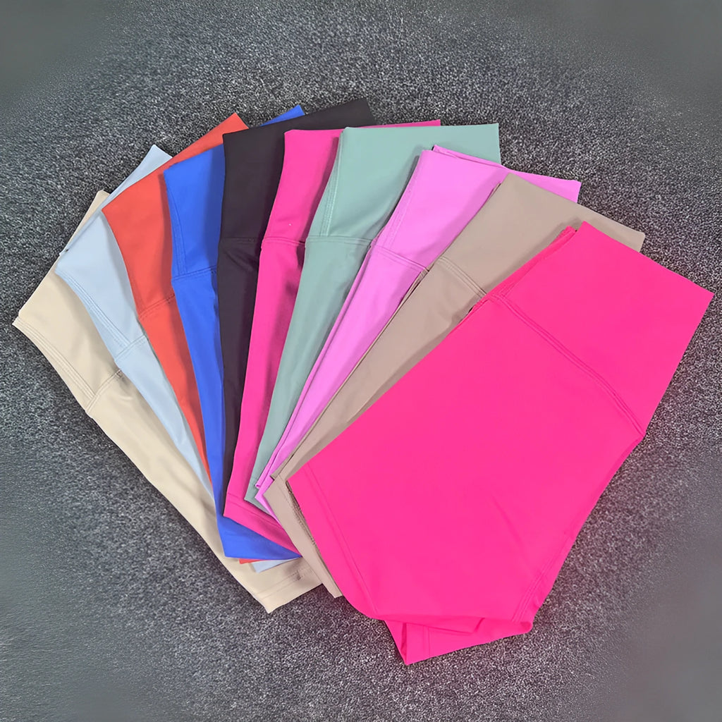 Women's high waist yoga shorts in nylon fabric available in multiple colours for sports activities