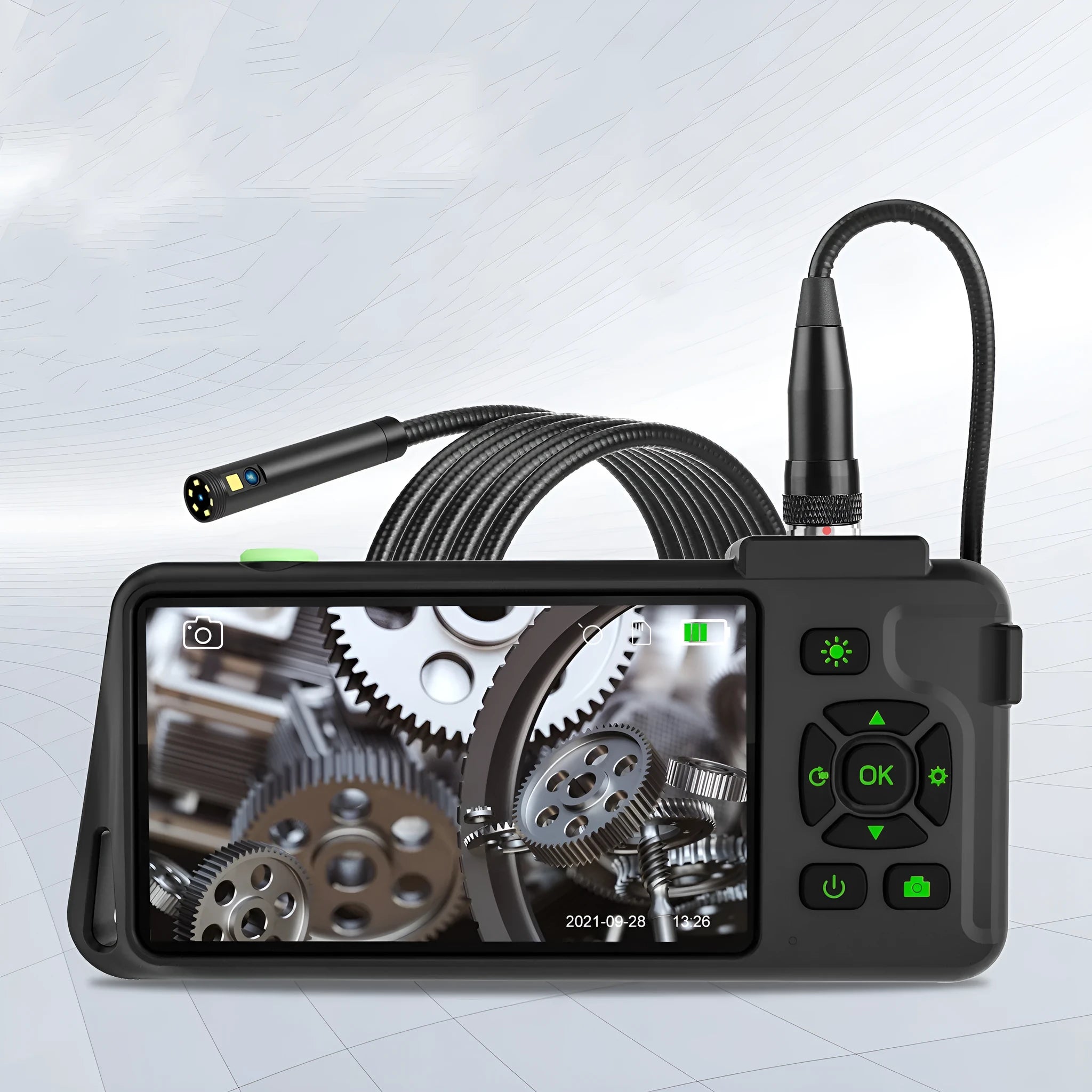 Handheld industrial endoscope with 4.5-inch screen and 5.5mm diameter inspection probe