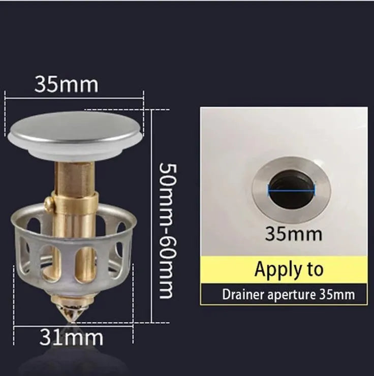 White copper manual press bounce filter element for a single-hole kitchen water tap.