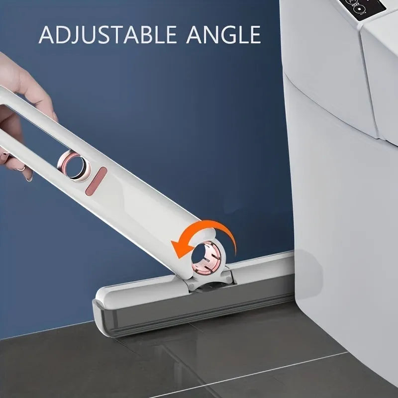 Portable self-squeeze mini mop with sponge head folded 180° for wringing, compact size for cleaning desk and window