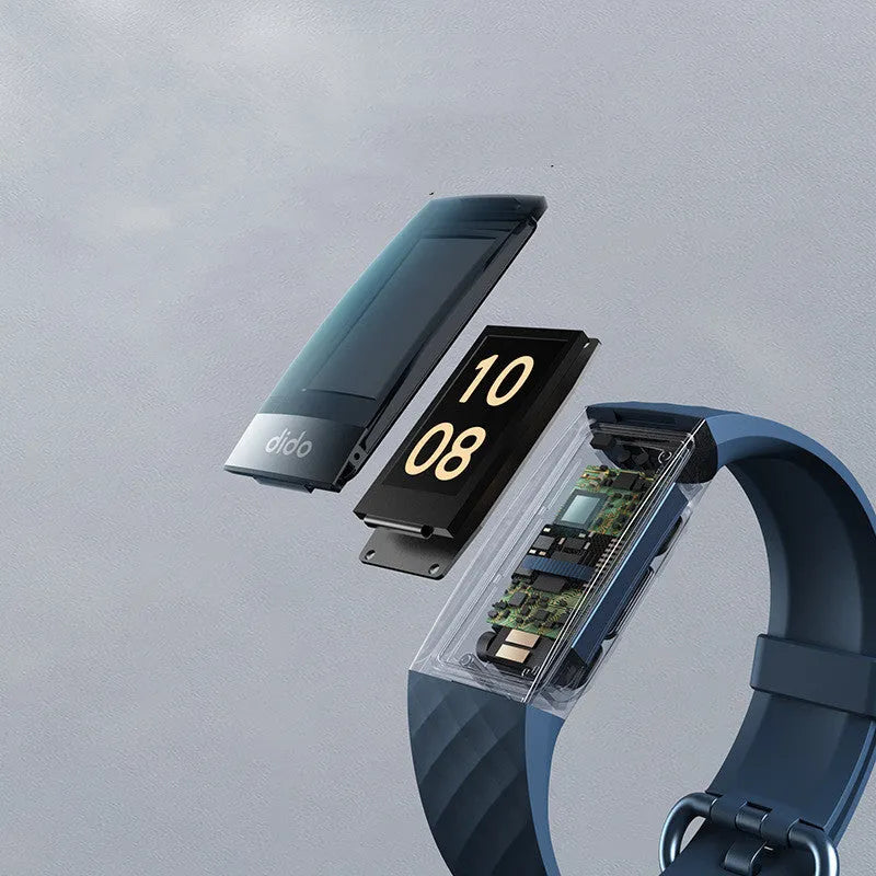 Y6 Black smart bracelet with a 1.1-inch screen showing health metrics on wrist.