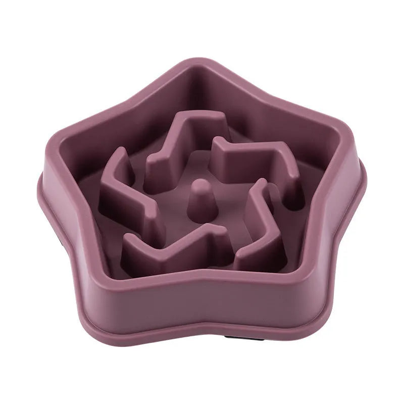Yellow plastic slow feeding dog bowl with rough textured bottom, diameter 20.1cm