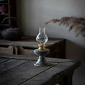 Retro split design black Shino kerosene lamp night light with antique handmade finish, 23.8cm height