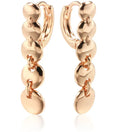 Long round gold retro earrings with woven copper texture, shown as a pair.