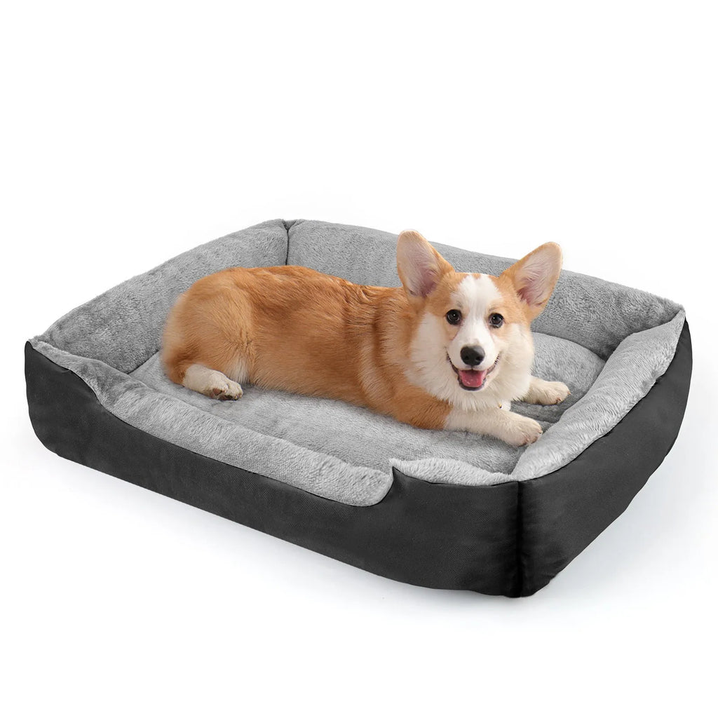 Black cloth dog nest bed for medium to large dogs with raised edges, shown in 2XL size