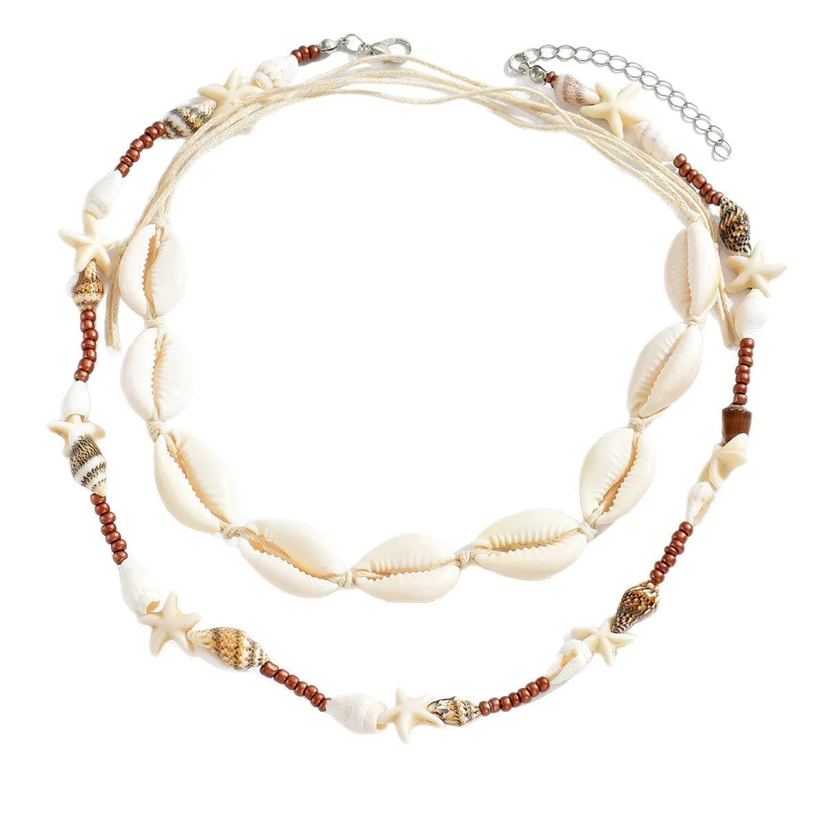 Women's shell necklace with geometric bohemian pendant in colour X1900