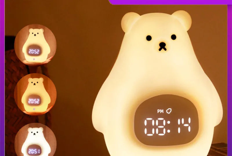 Big White Bear shaped silicone night light with colourful cross-mirror explosion light effect.