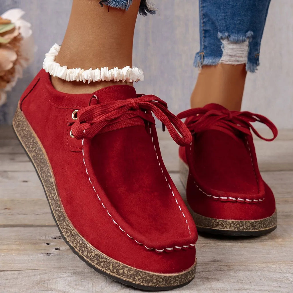 Plus size women's flat shoes with elastic band, PU upper, rubber sole, round toe, available in multiple colours