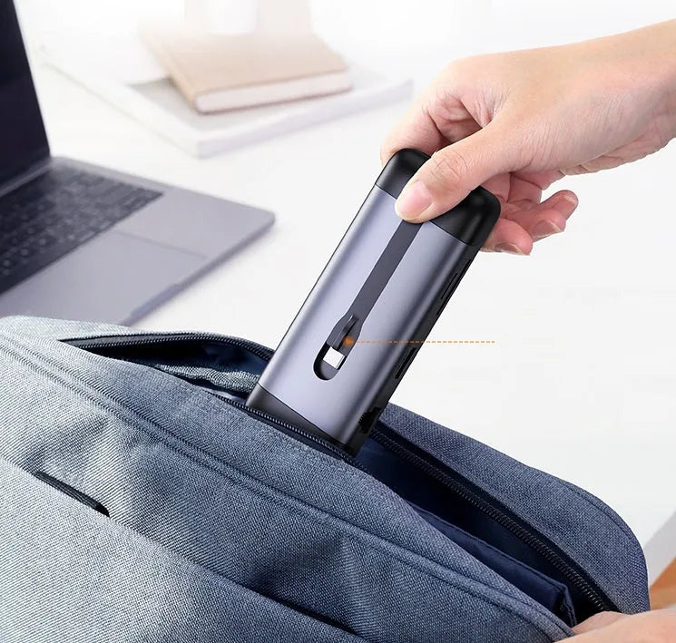 USB C docking station with HDMI, VGA, USB 3.0, and Ethernet ports including all connecting cables