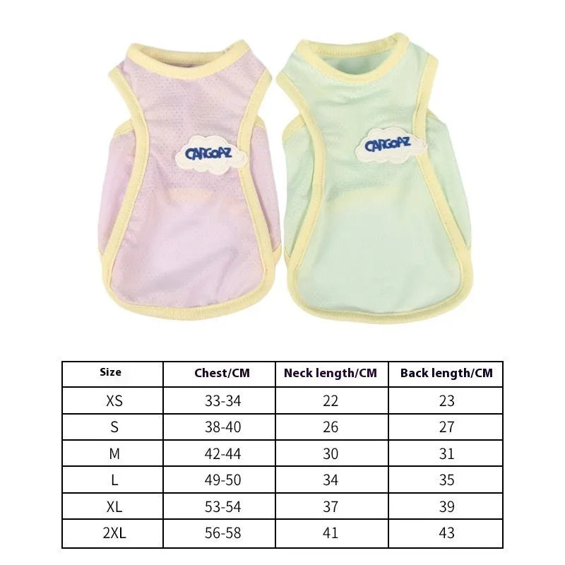 Grass green polyester cat summer vest with sports style design and anti-lint properties