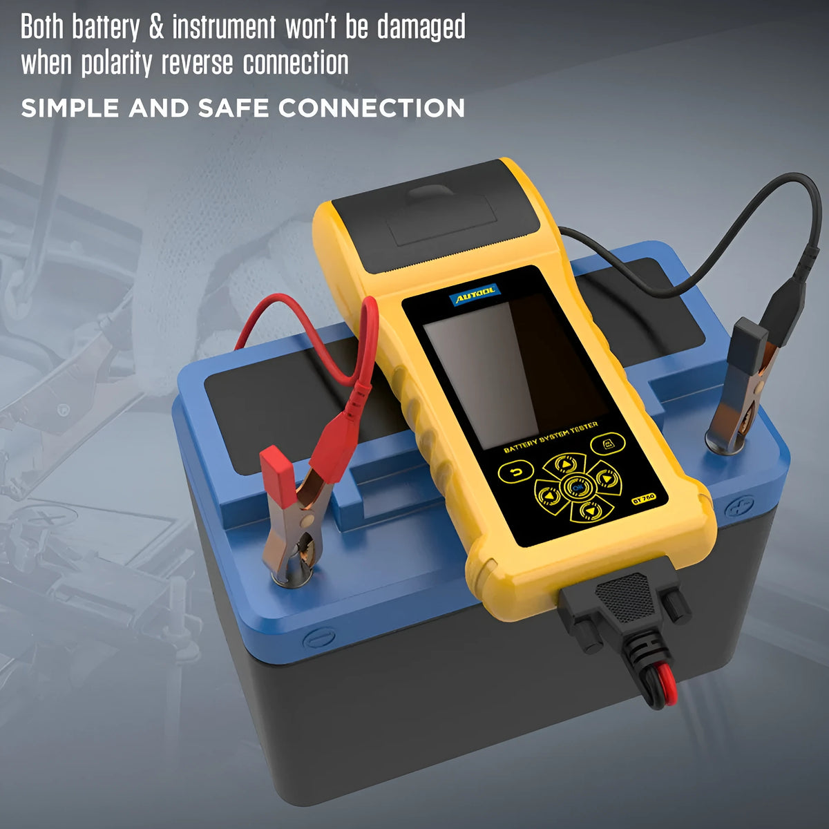Autool BT760 vehicle battery tester with colour screen and built-in thermal printer for 12V 24V diagnosis