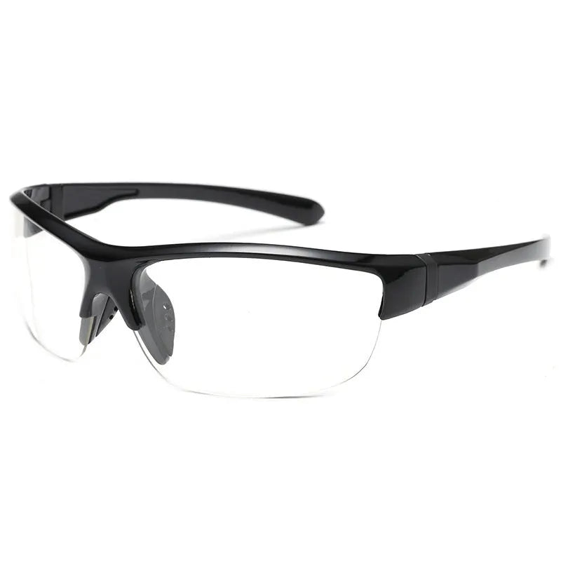 Men's semi-frameless athletic sunglasses for cycling in Bright Black Blue Mercury colour