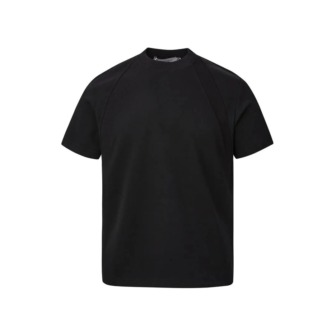 Loose grey short sleeve top with textured air layer stitching detail on the front